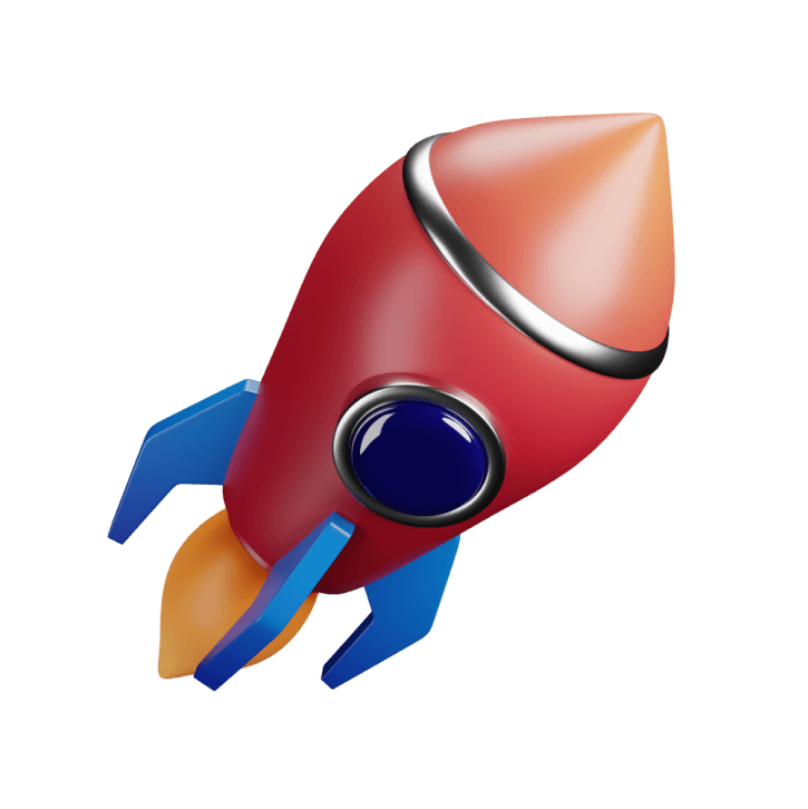 3D rocket blasting off illustration