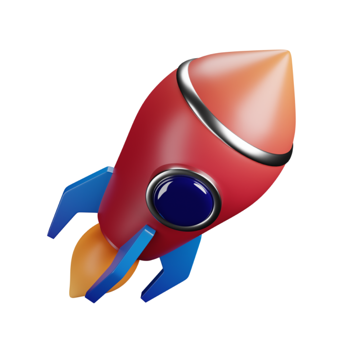 3D rocket blasting off illustration